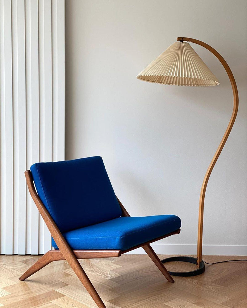 Lampadaire Trépied Bois Blond & Lin