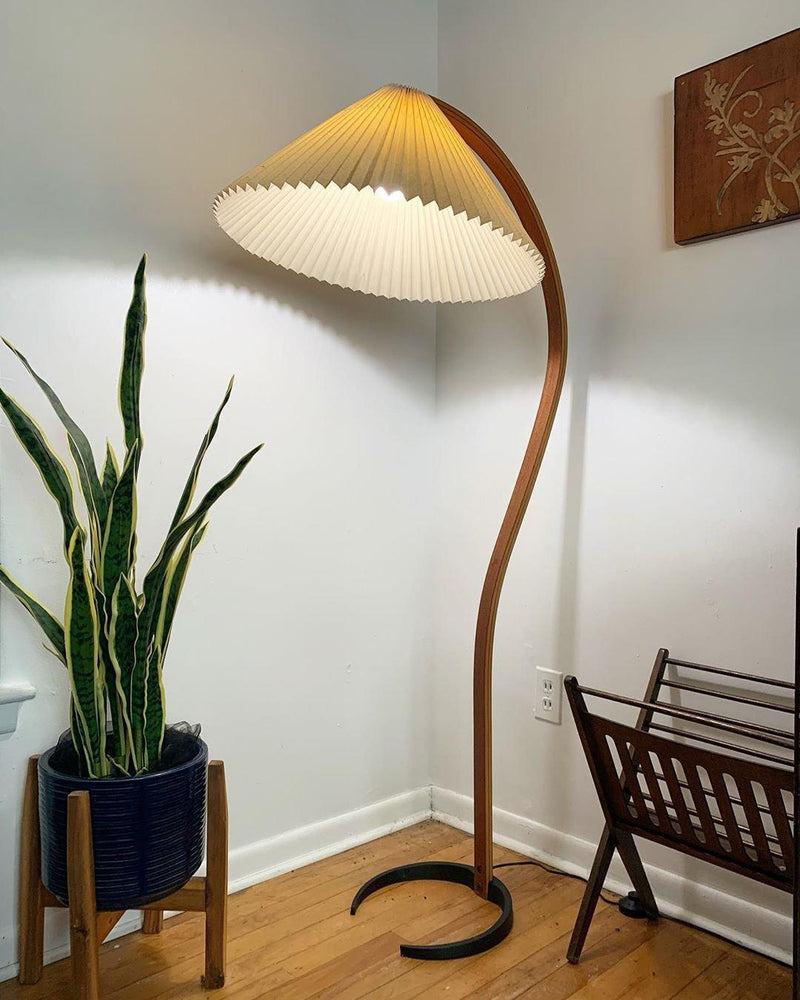 Lampadaire Trépied Bois Blond & Lin