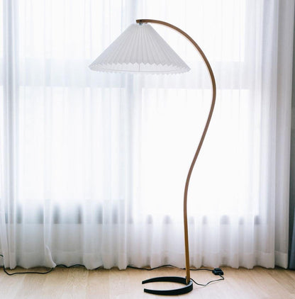 Lampadaire Trépied Bois Blond & Lin