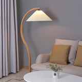 Lampadaire Trépied Bois Blond & Lin