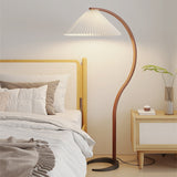 Lampadaire Trépied Bois Blond & Lin