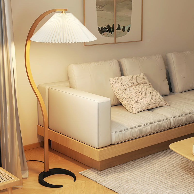 Lampadaire Trépied Bois Blond & Lin