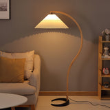 Lampadaire Trépied Bois Blond & Lin
