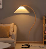 Lampadaire Trépied Bois Blond & Lin