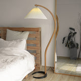 Lampadaire Trépied Bois Blond & Lin