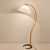 Lampadaire Trépied Bois Blond & Lin
