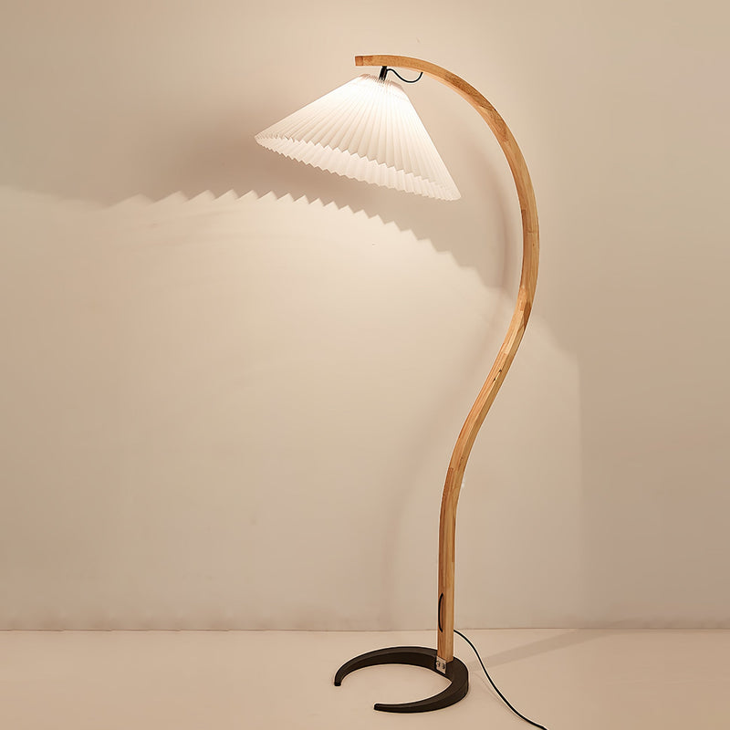 Lampadaire Trépied Bois Blond & Lin