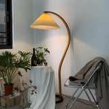 Lampadaire Trépied Bois Blond & Lin