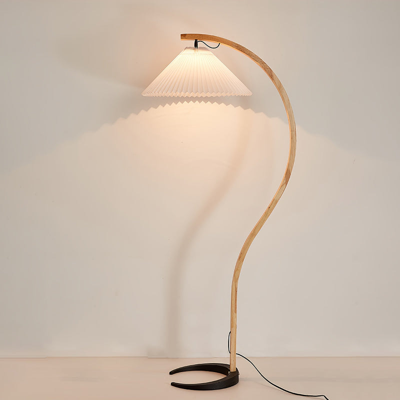 Lampadaire Trépied Bois Blond & Lin