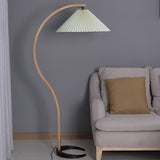 Lampadaire Trépied Bois Blond & Lin