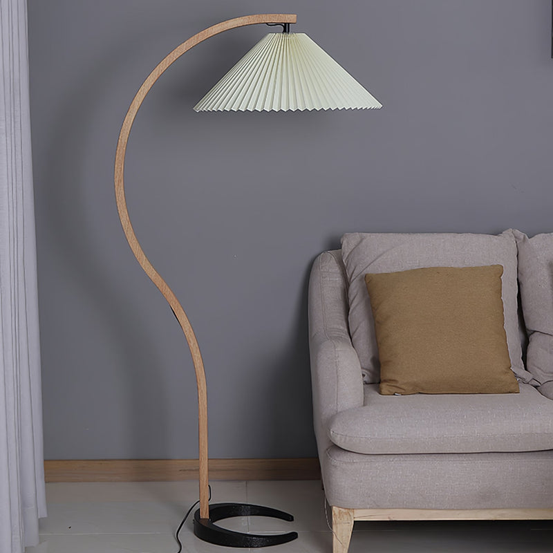 Lampadaire Trépied Bois Blond & Lin
