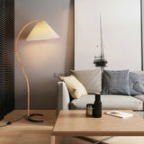 Lampadaire Trépied Bois Blond & Lin