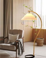 Lampadaire Trépied Bois Blond & Lin