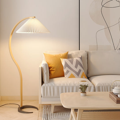 Lampadaire Trépied Bois Blond & Lin