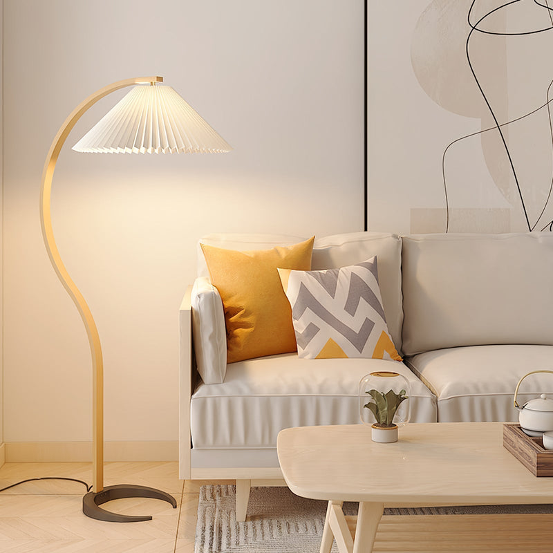 Lampadaire Trépied Bois Blond & Lin