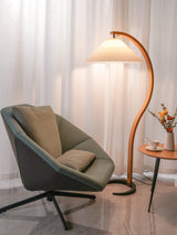 Lampadaire Trépied Bois Blond & Lin