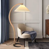 Lampadaire Trépied Bois Blond & Lin