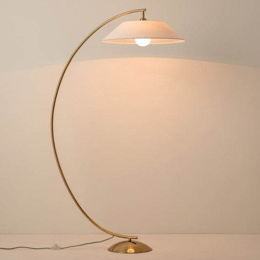 Lampe Sur Pied - Lampadaire Salon Anneau Opalin et Laiton