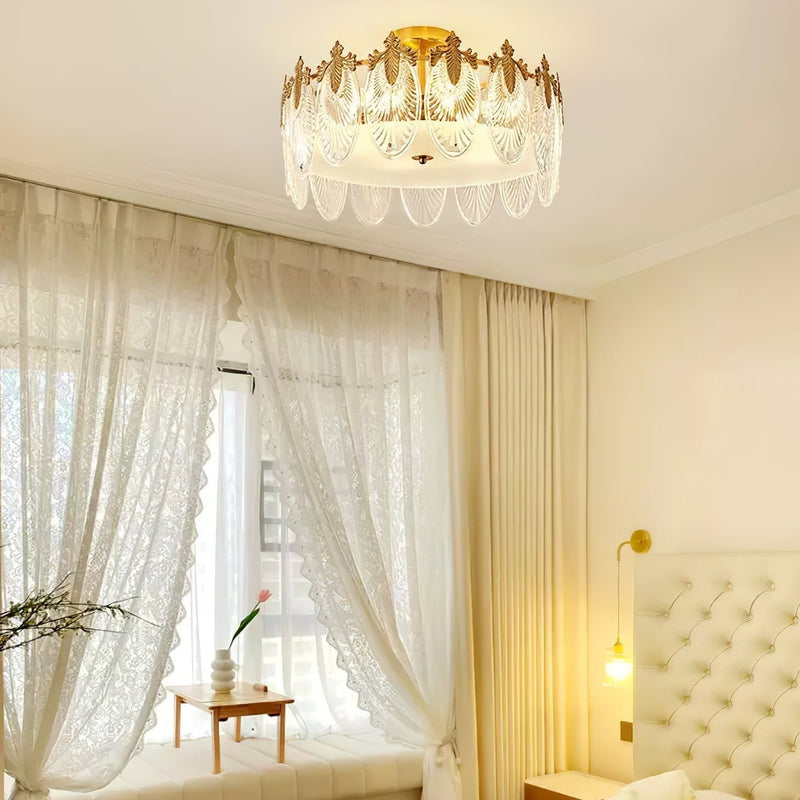 Lustre En Verre Style Feuilles