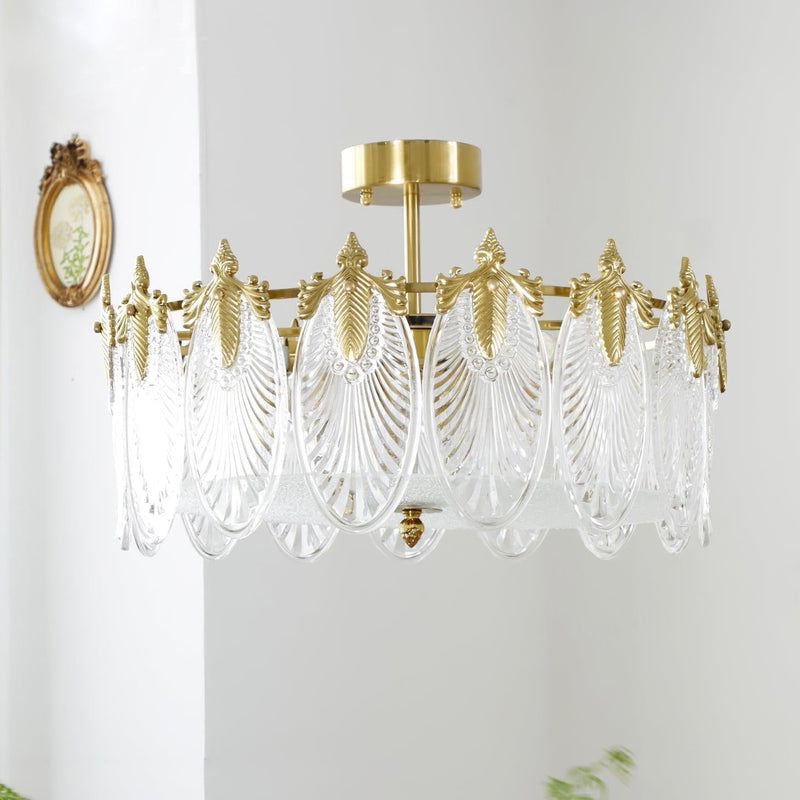 Lustre En Verre Style Feuilles