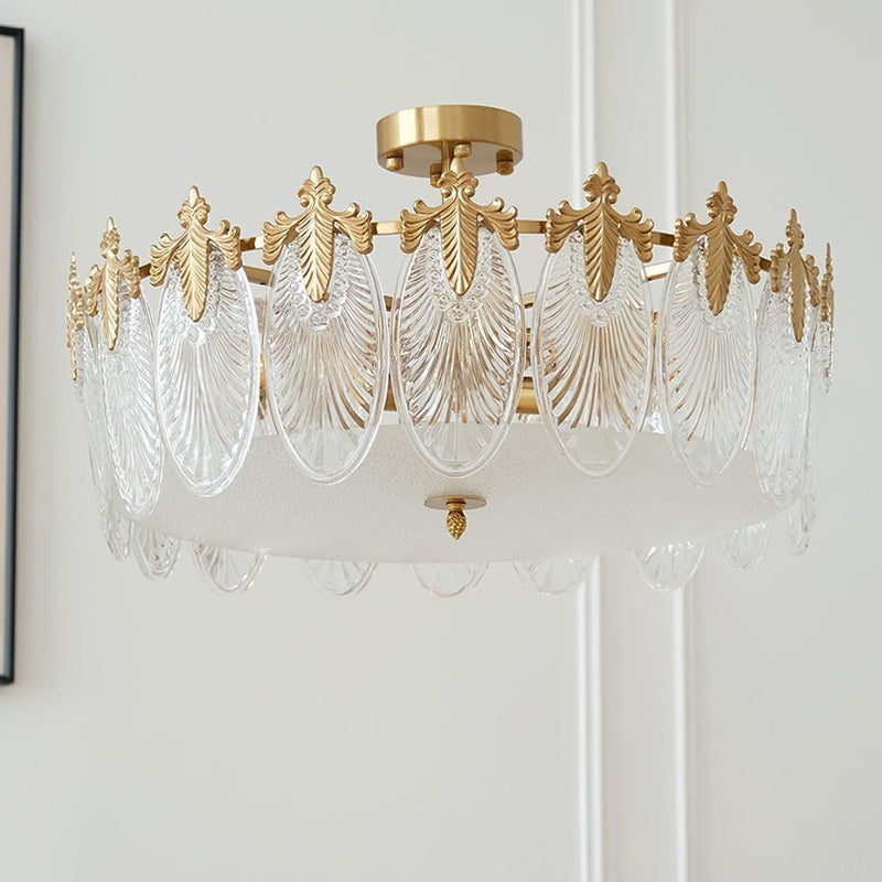 Lustre En Verre Style Feuilles