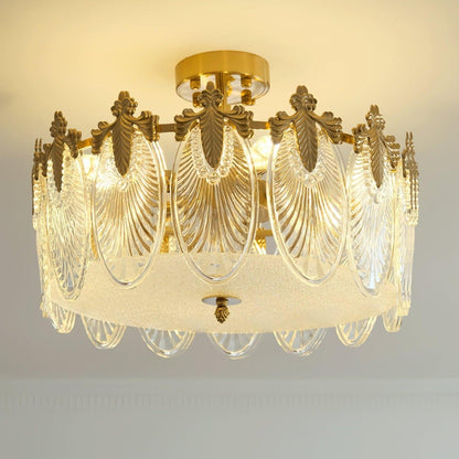 Lustre En Verre Style Feuilles
