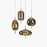 Suspension Luminaire Verre Fumé étoilée
