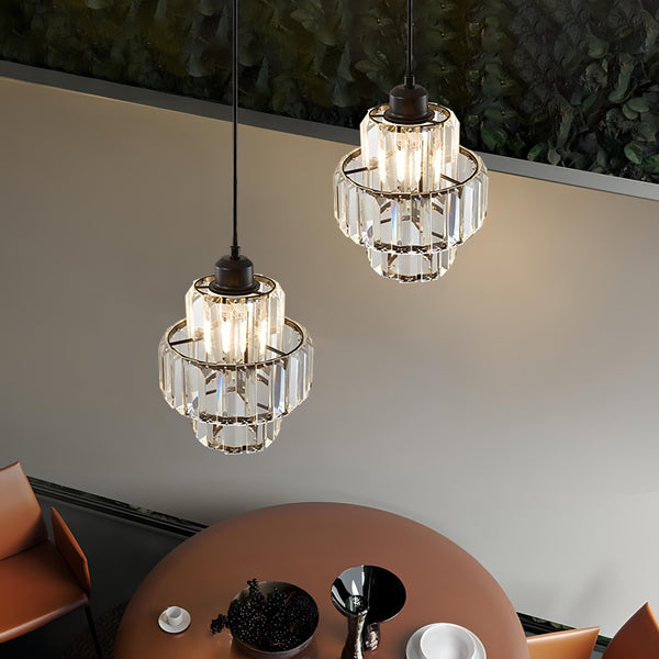 Luminaire Suspension ronde à couches en cristal