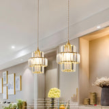 Luminaire Suspension ronde à couches en cristal