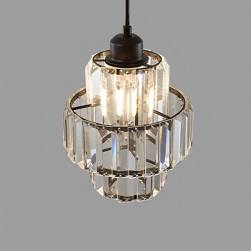 Luminaire Suspension ronde à couches en cristal
