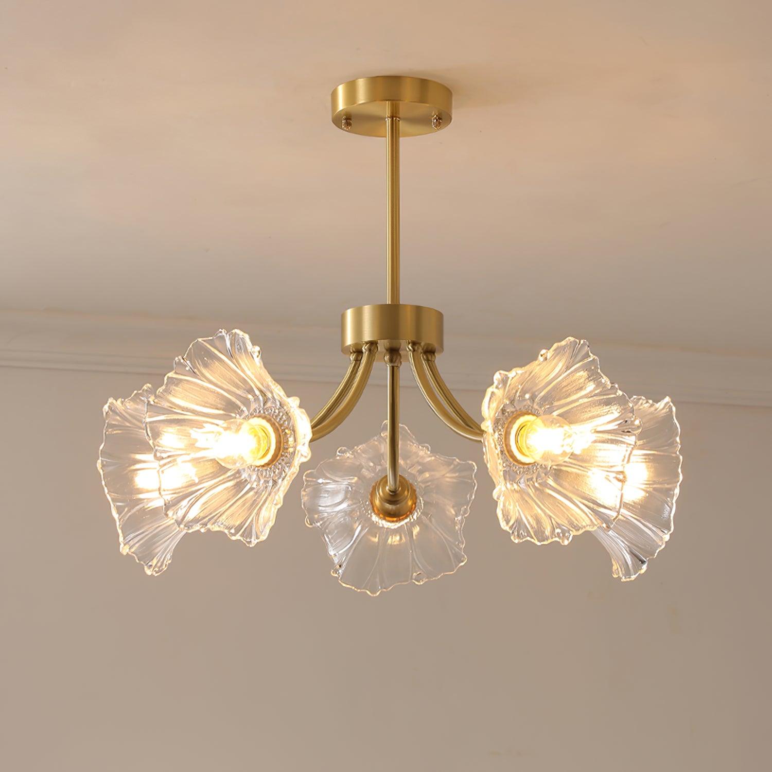 Lustre Fleures En Verre Elégant