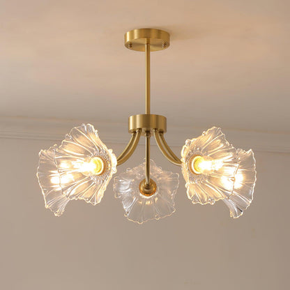 Lustre Fleures En Verre Elégant