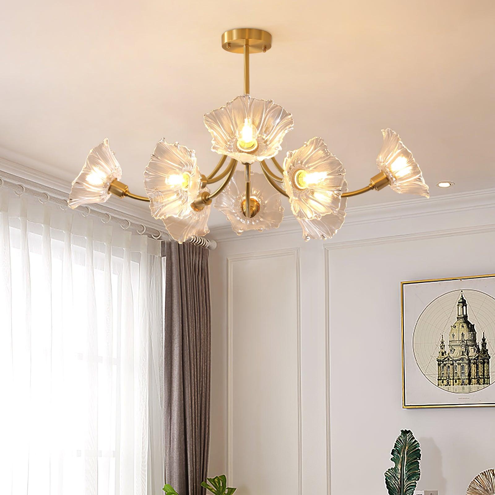 Lustre Fleures En Verre Elégant