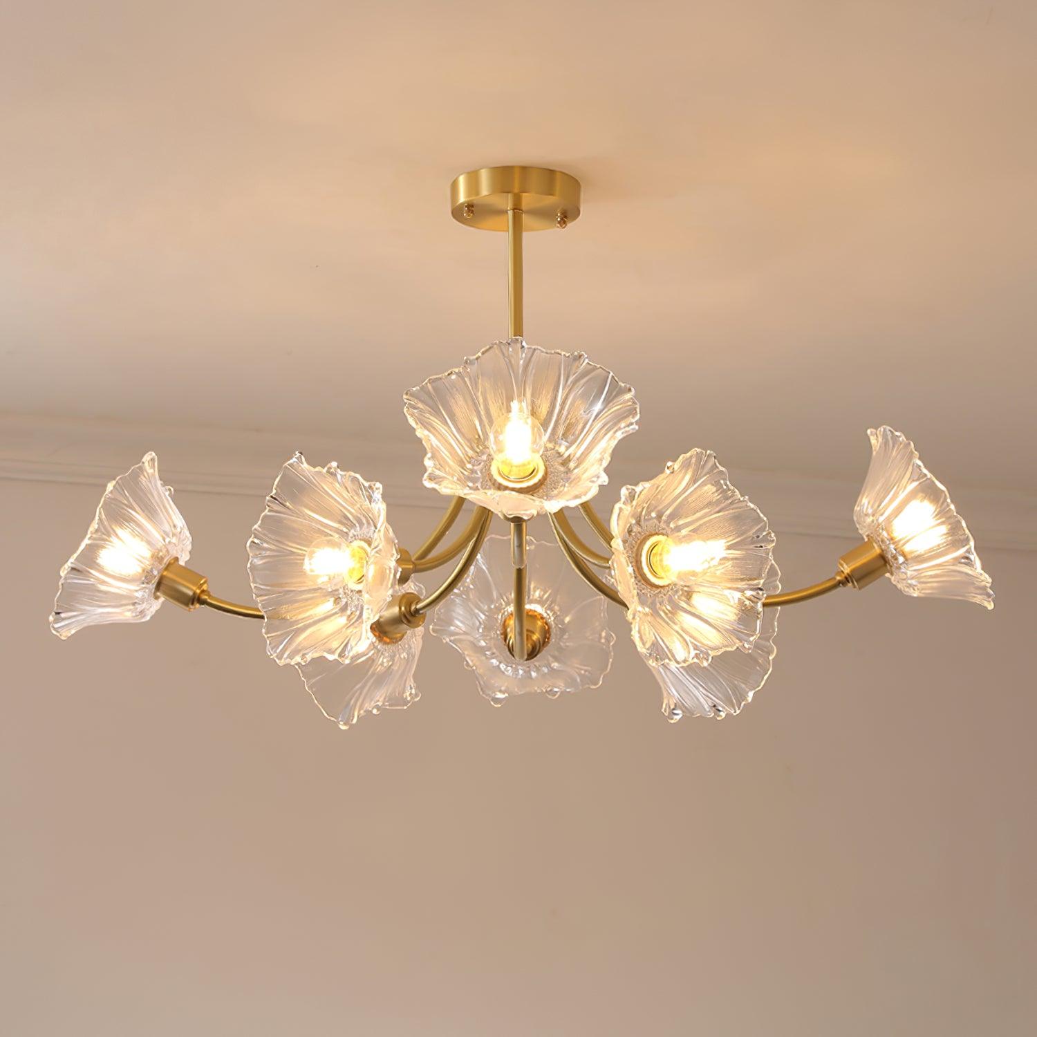 Lustre Fleures En Verre Elégant