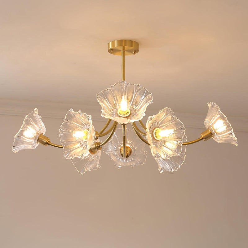 Lustre Fleures En Verre Elégant