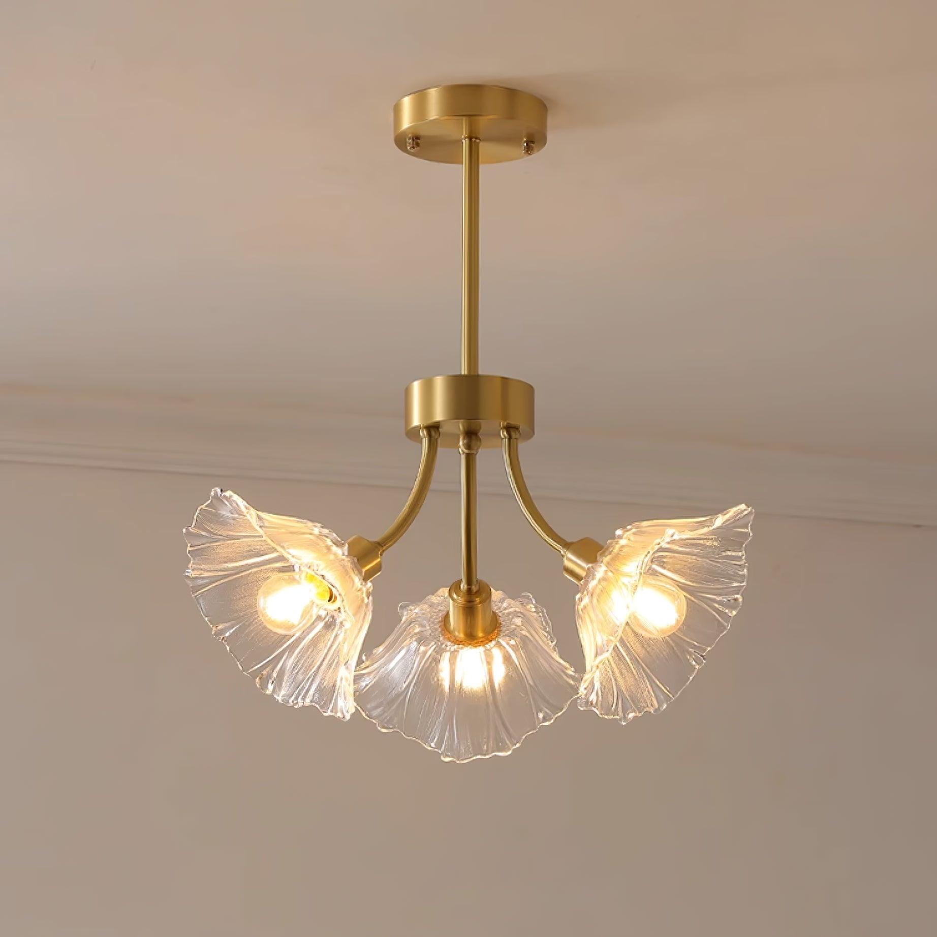 Lustre Fleures En Verre Elégant
