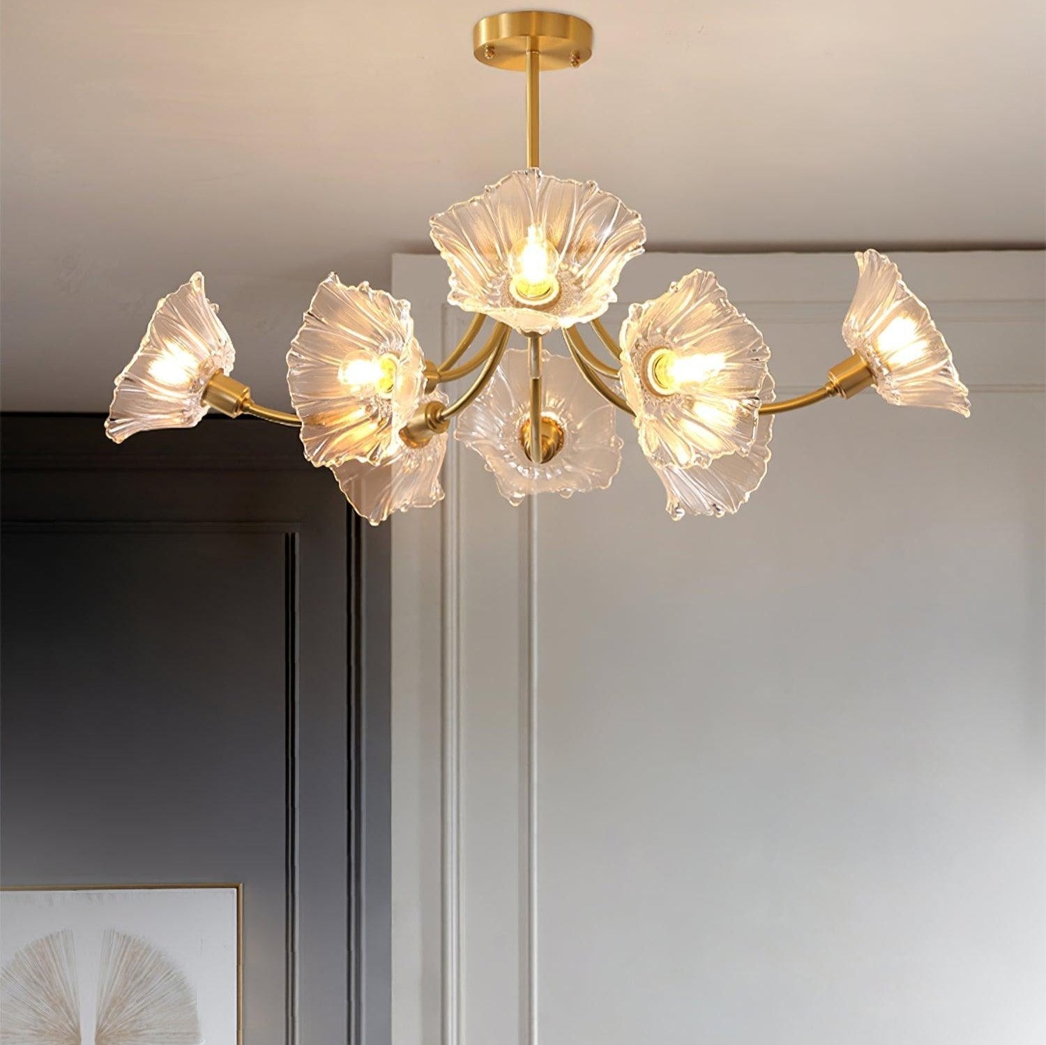 Lustre Fleures En Verre Elégant