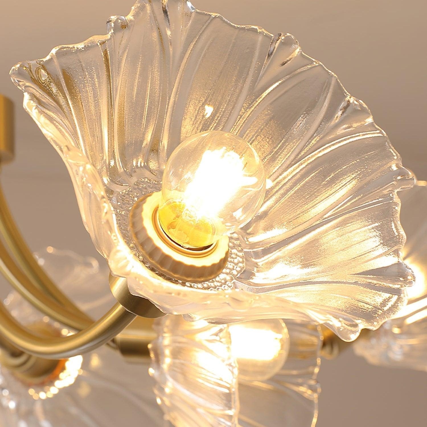 Lustre Fleures En Verre Elégant
