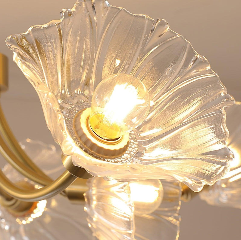 Lustre Fleures En Verre Elégant