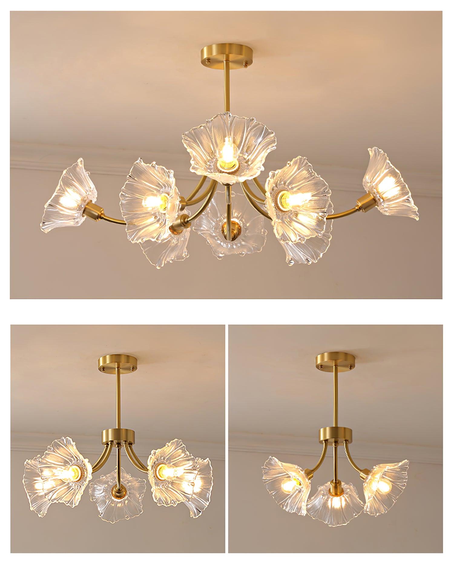 Lustre Fleures En Verre Elégant