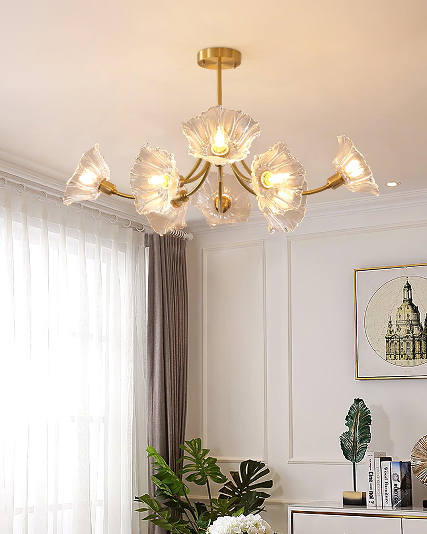 Lustre Fleures En Verre Elégant