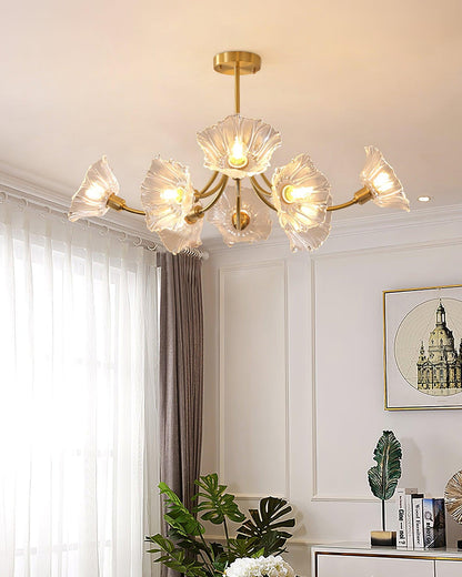 Lustre Fleures En Verre Elégant