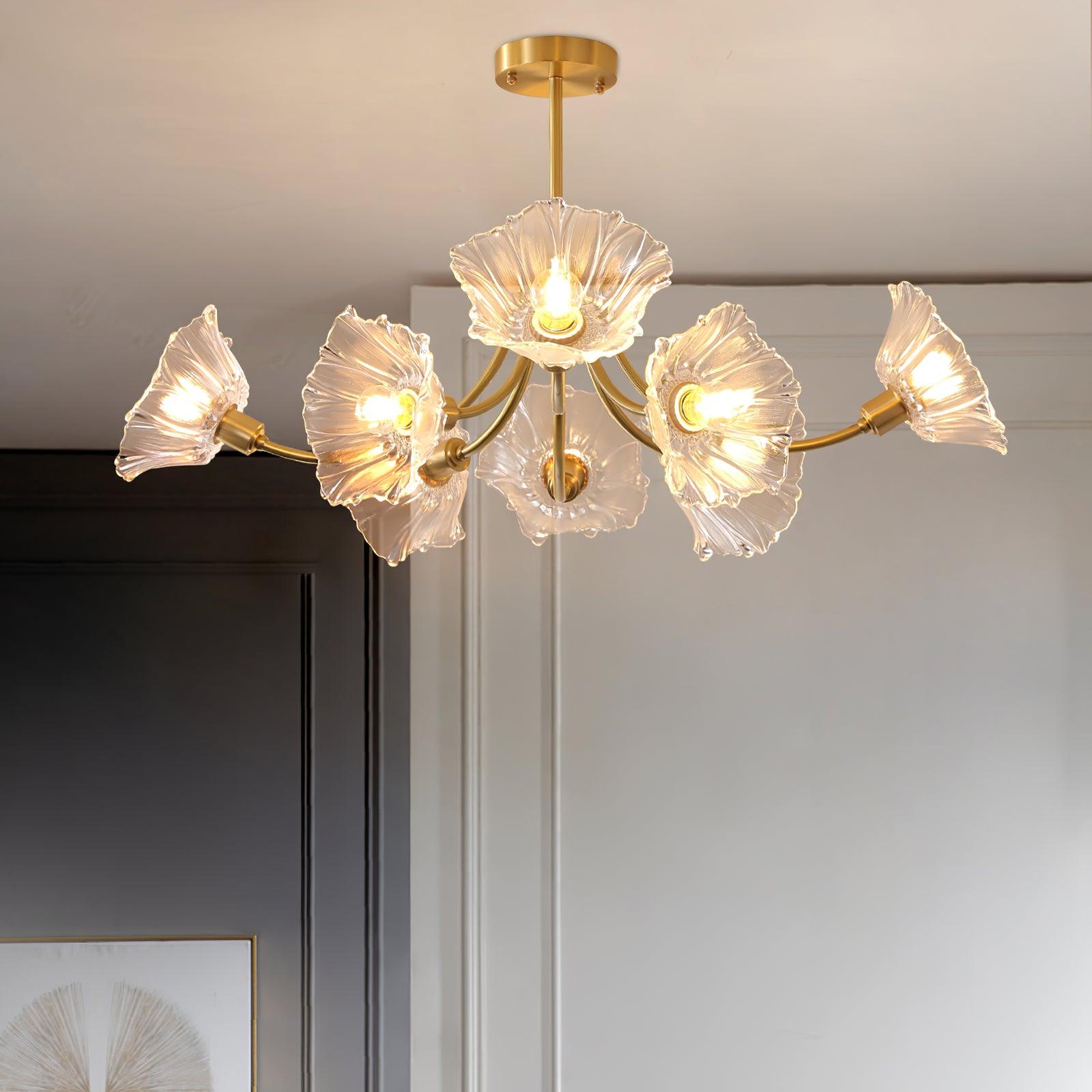Lustre Fleures En Verre Elégant
