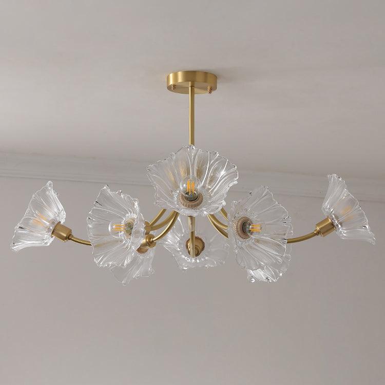 Lustre Fleures En Verre Elégant