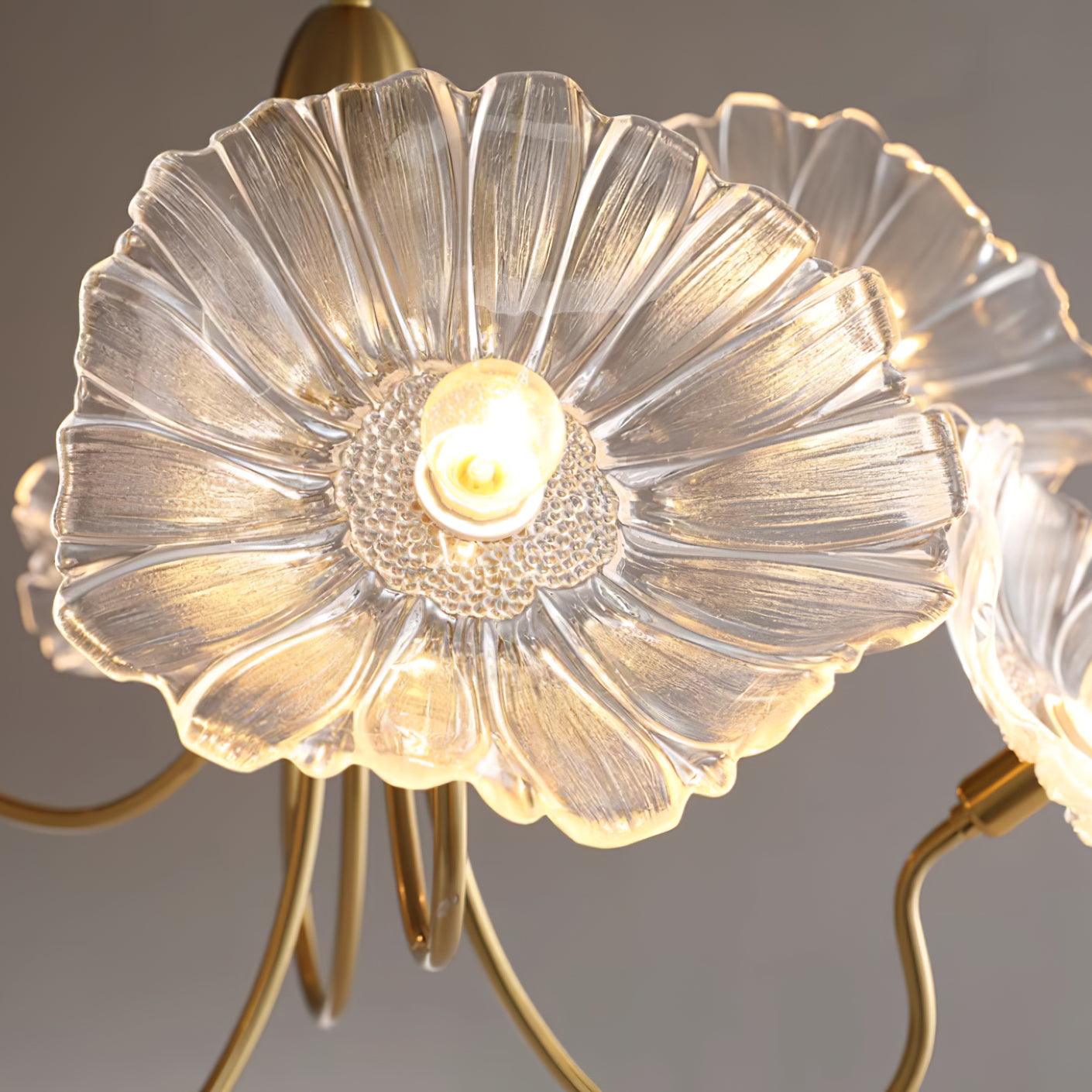 Lustre Fleures Vintage En Verre