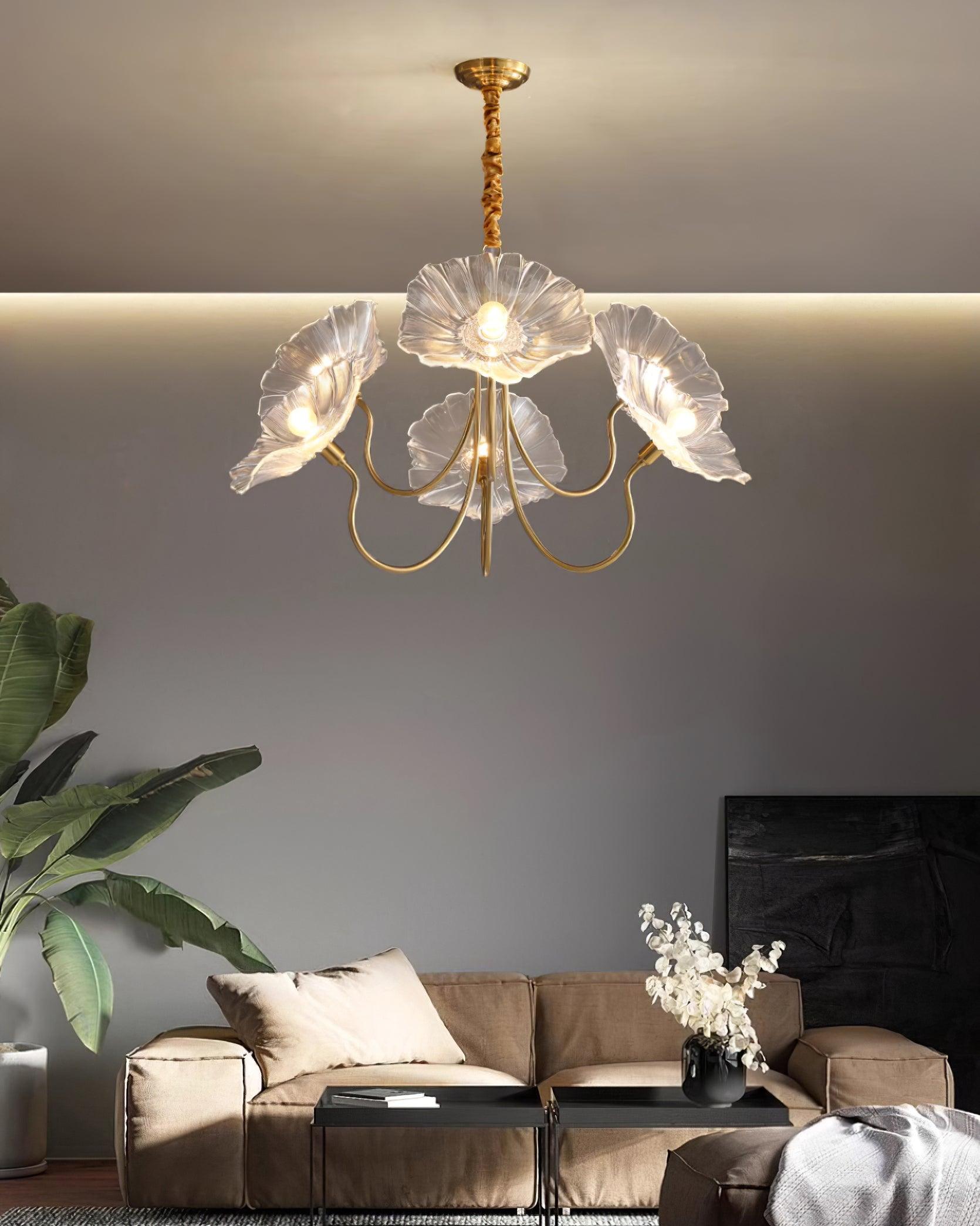 Lustre Fleures Vintage En Verre