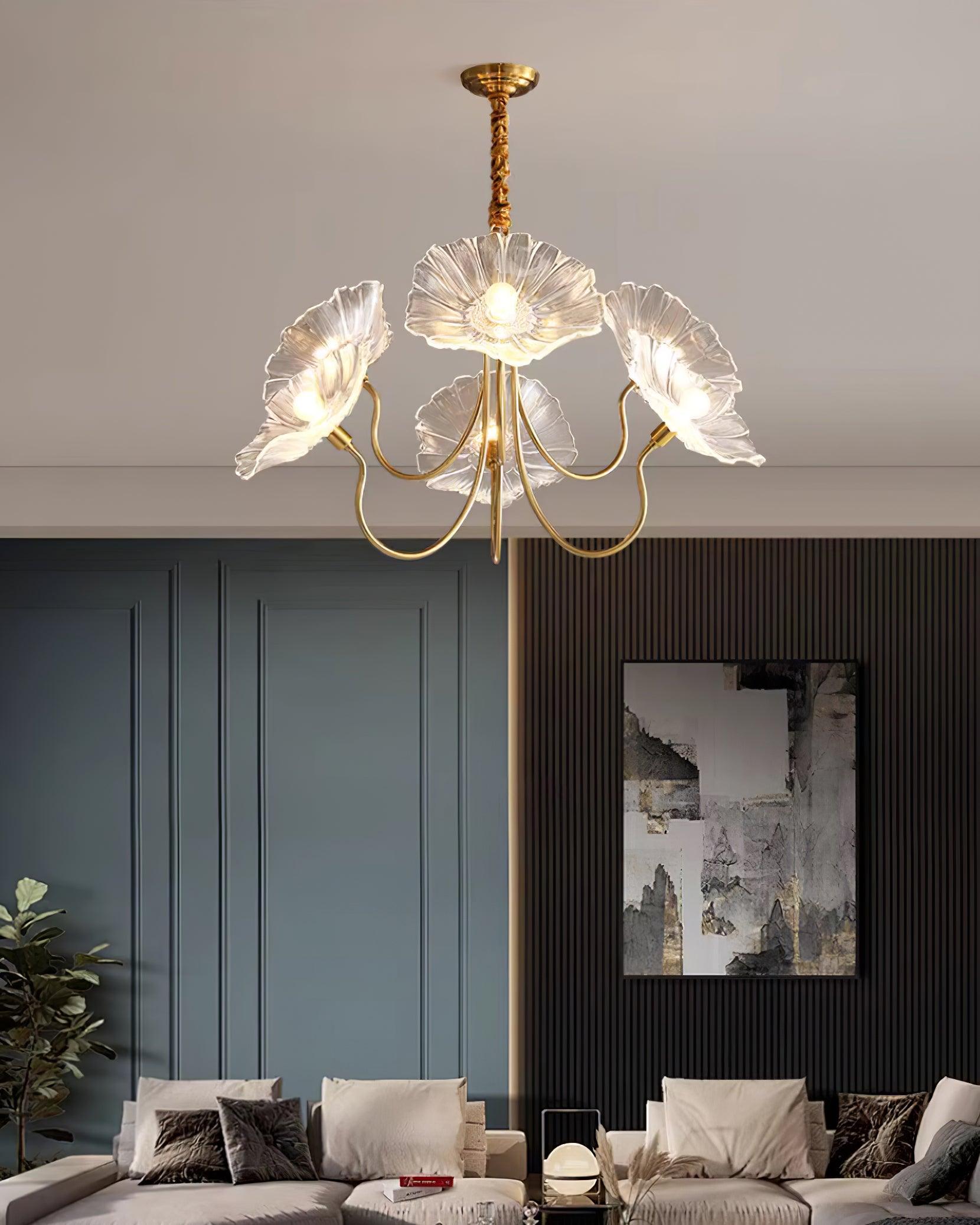 Lustre Fleures Vintage En Verre