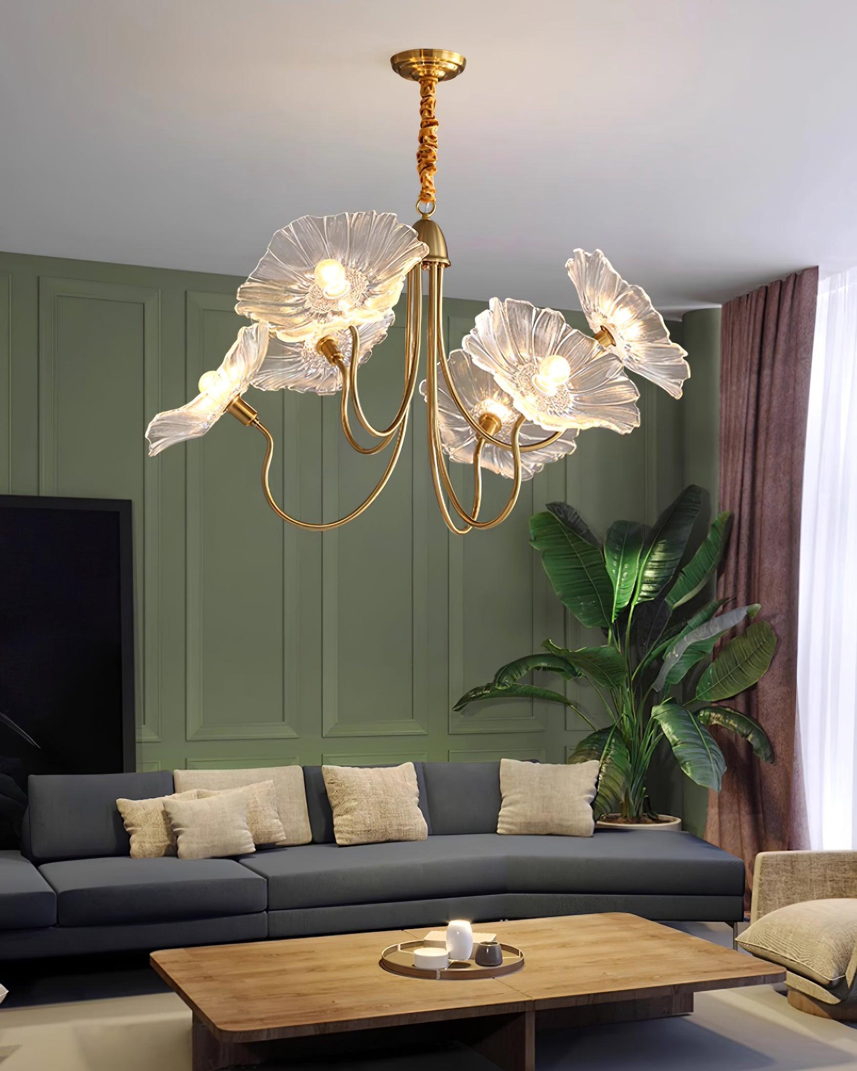 Lustre Fleures Vintage En Verre