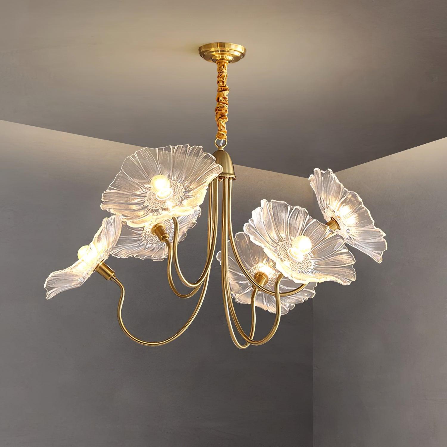 Lustre Fleures Vintage En Verre