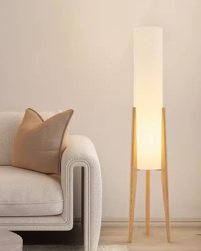 Lampadaire Noyer Sur Pied Bois Massif Épuré
